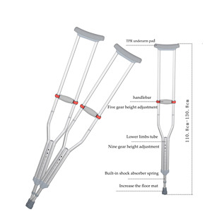 Regolabile Stampelle per Misura La Maggior Parte Standard Stampelle Ascellari Adulti Size Piedi Stampelle con Sotto Le Ascelle - Product Image 3