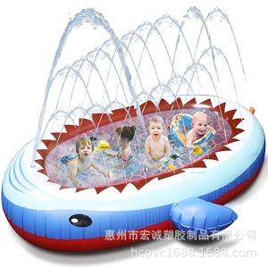 Piscine gonflable en forme de requin avec fontaine, tapis de jeu aquatique extérieur pour enfants, pour la natation et la baignade, en PVC, 170x105x55cm - Product Image 2