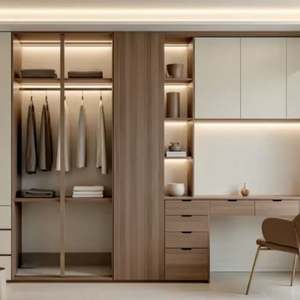 Armoire en bois moderne de luxe à monter soi-même, design écologique, gain de place, porte à charnières autoportante, meuble de chambre à coucher, maison - Product Image 2