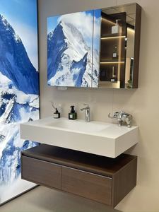 Mueble de Baño Impermeable Moderno con Espejo, Lavabo de Cerámica y Grifo con LED - Product Image 4