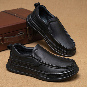 Chaussures bateau pour hommes en cuir véritable à enfiler, bout rond, semelle extérieure en caoutchouc, semelle intermédiaire en EVA, amorties, toutes saisons, décontractées et de travail - Product Image 3