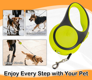 Laisse de chien rétractable multifonctionnelle imperméable anti-emmêlement double longueur 3M/5M avec lumière pour la promenade nocturne - Product Image 6