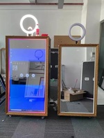 Cabina de Fotos Interactiva Inteligente Estilo Retro con Espejo Mágico, Carcasa para Fotomatón con Luz LED, Cámara e Impresora