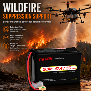 Batterie Lipo VIWIPOW 20000mAh 12S 47.4V 5C pour drone de lutte contre les incendies, pack de batteries lithium-ion, prix usine, personnalisation - Product Image 2