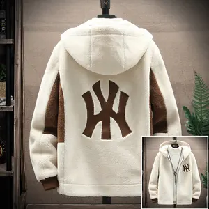 Hot Lamb Wool Jacket Winter Cold-proof Fleece Hooded Coats Men Jackets Korean Style Custom Brand New Trend Thick Jacket