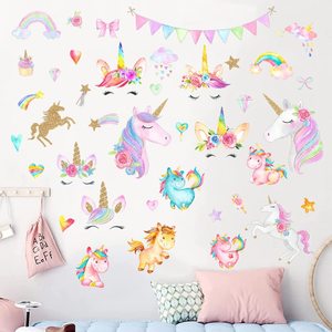 Vietnam colorido unicornio pared calcomanía Arco Iris pared pegatina extraíble vinilo dibujos animados pared se aferra <span class=keywords><strong>para</strong></span> niña dormitorio sala <span class=keywords><strong>de</strong></span> estar puerta - Product Image 2