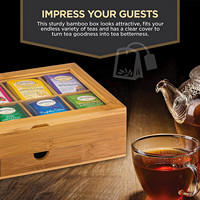 Premium Bamboo Tea Box Organizer Holz Tee kiste mit ausziehbarer Schublade und Acryl fenster Magnet deckel hält Teebeutel frisch