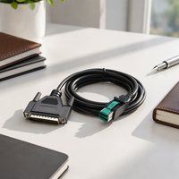 Kabel USB ke HDB44 Male 12V, PVC, Tembaga Berlapis Timah, Dilindungi Jalinan Kawat, untuk Koneksi Terminal POS