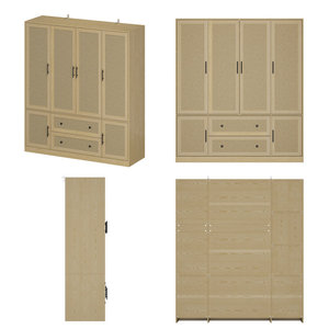 <span class=keywords><strong>Armadio</strong></span> Rustico Moderno Elegante e Robusto <span class=keywords><strong>con</strong></span> Ampio Spazio di Archiviazione, 6 Ante in MDF e Rattan, 2 Cassetti per <span class=keywords><strong>Camera</strong></span> <span class=keywords><strong>da</strong></span> <span class=keywords><strong>Letto</strong></span>, Soggiorno e Hotel - Product Image 2