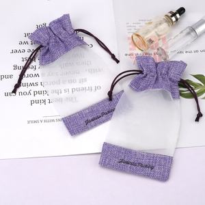 Sacs cadeaux avec cordon de jute imprimé de logo personnalisé pochettes à bijoux en lin et <span class=keywords><strong>organza</strong></span> - Product Image 3