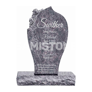 <span class=keywords><strong>Pierre</strong></span> <span class=keywords><strong>tombale</strong></span> et monument commémoratif verticaux Samistone en granit noir américain moderne, poli, avec sculpture florale Olive Rose, pour cimetière - Product Image 2