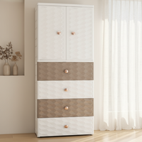 Armoire Européenne à Double Porte, Réglable, DIY, en Plastique Écologique, Légère, Grande Capacité, Durable, Moderne et Élégante, sur Pied