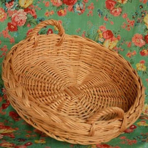 <b>Small</b> Round Wicker <b>Basket</b> Serving Tray - Product Image 1