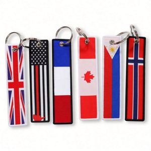 Porte-clés en cuir brodé double face personnalisable, avec double drapeau en tissu, pour pilotes, porte-clés promotionnels, mousquetons - Product Image 3