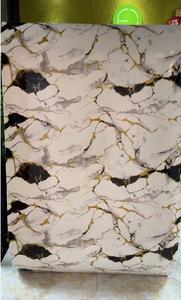 Vinyle brillant marbre pierre auto-adhésif Peel & Stick mousse autocollant mural pour intérieur marbre doré décor Film protecteur - Product Image 4