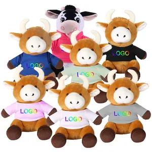 Promotional Custom LOGO Sublimation Stuffed Animal Plush Toys With Blank Shirt Wholesale Cheap OEM Bull Bear Soft Toys Gifts