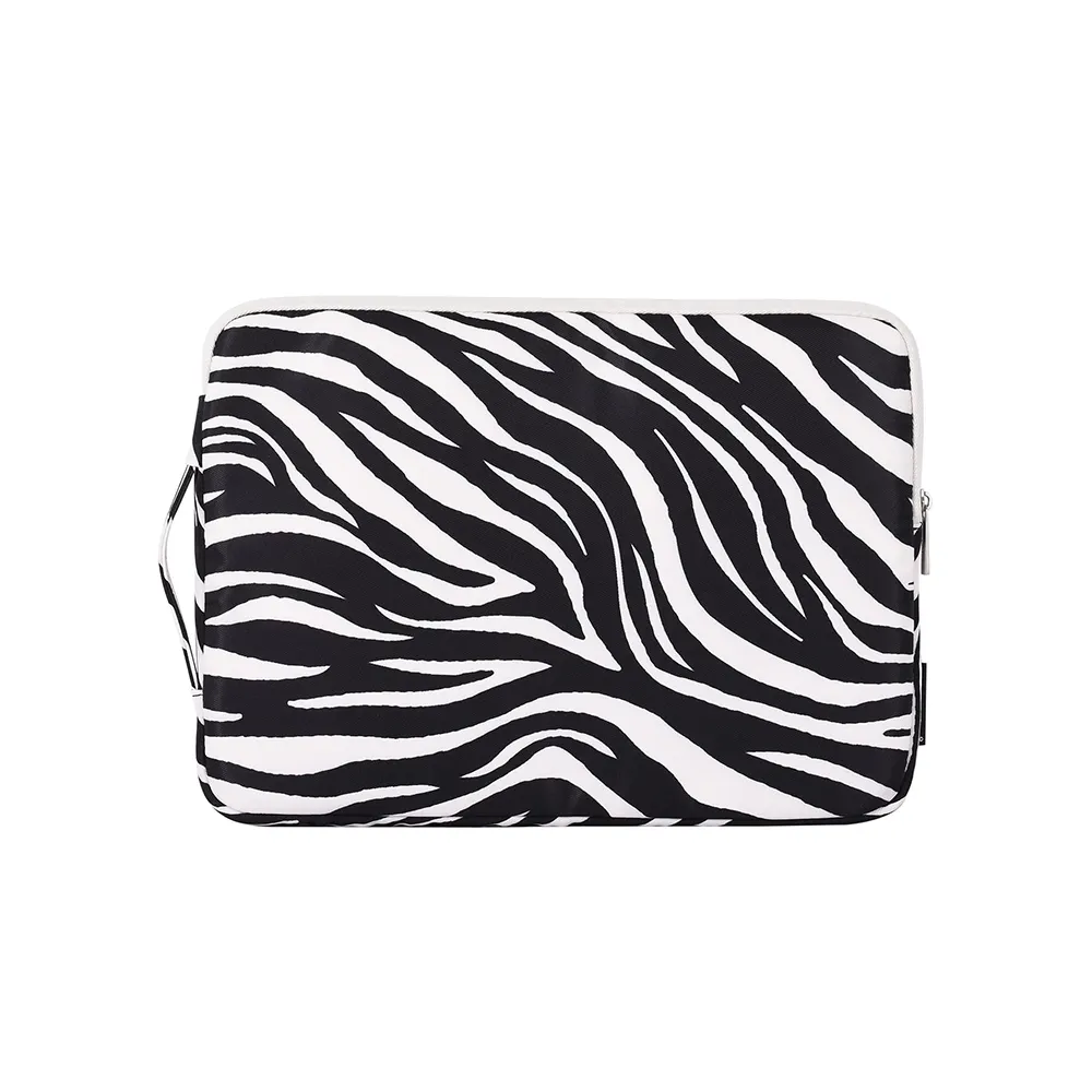 Am beliebtesten im Jahr Wasserdichter Design Schwamm 11-16 Zoll Zebra muster Schwarz-Weiß-Leder Pu Velvet Zipper Laptop-Hülle