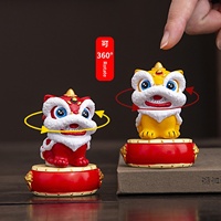 Ornement rotatif créatif tête de lion style chinois, décoration de table à thé, figurine de thé, artisanat, cadeau d'anniversaire