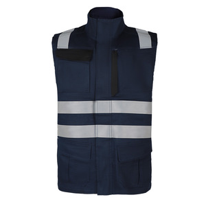 Gilet de protection ignifuge et antistatique Xinke bleu marine, 99 % coton, 1 % fil antistatique, pour utilisation dans l'industrie minière et chimique. - Product Image 3