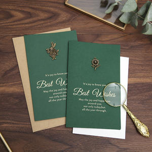 Carte de vœux personnalisée vintage en feuille d'or verte |   Message d'amour pour l'anniversaire d'un partenaire avec enveloppe - Product Image 6