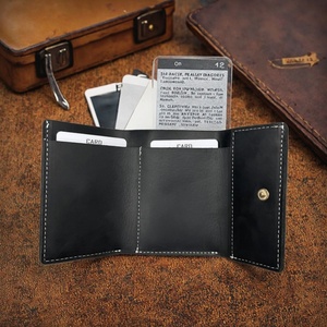 Vintage Slim Genuine Leather RFID ID Card Holder Mini Multi-Function Wallet with Open Closure Portable and Convenient for Men - Product Image 5