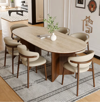 Nordischer Holz-Esstisch für 6 Personen Walnuss Restaurant-Esstisch und Stühle Set Küchenmöbel