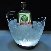 Cadeaux de mariage refroidisseur de bouteilles de vin seau à glace lumineux en plastique support de base en acrylique mini seau à glace à champagne led 2L