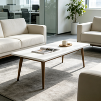 Bureau de réception de luxe moderne en forme de L, éco-responsable, sans formaldéhyde, en MDF thermolaqué, avec pieds en bois massif pour hall d'immeuble de bureaux