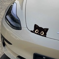 Autocollant de voiture chat noir espionnant, imperméable, anti-rayures, dessin animé, pour voiture, moto, vélo électrique, 2 tailles