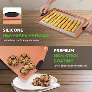 Non-Stick Pan <b>Set</b> 3 Pieces Easy To Clean Food-Grade Carton Steel 5 Sizes Cookie Sheets <b>Bakeware</b> <b>Set</b> - Product Image 6