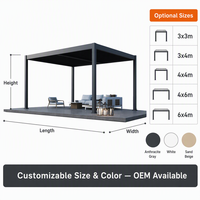 Pérgola de Aluminio Eléctrica al por Mayor, Gazebo Motorizado con Techo Bioclimático de Láminas, Impermeable y Resistente a la Lluvia para Terrazas de Hoteles y Salones