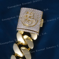 Personnalisé 24mm Largeur S925 Argent Sterling Rose Plaqué Or VVS Moissanite Diamant Serrure Miami Chaîne À Maillons Cubains Bracelet