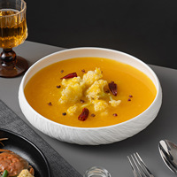 Grand plat en céramique de haute qualité pour soupe de poisson, compatible micro-ondes, design moderne et minimaliste, couleur sous glaçure, origine Chine