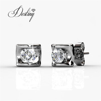 Boucles d'oreilles en cristal autrichien, argent Sterling 925, bijoux de fantaisie, amour éternel, plaqué or 18k, cadeau pour femmes, bijoux de destin