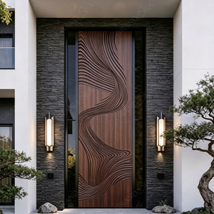 Puertas de Entrada Principales de Madera de Diseño Moderno para Casas, Puerta Pivotante de Madera Sólida - Product Image 3