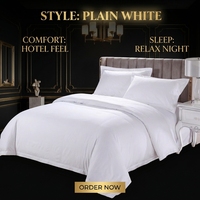 Parure de draps d'hôtel de luxe 5 étoiles de bonne qualité, blanc uni, 400TC, 100% coton pur, écologique, personnalisable