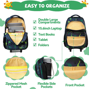 Sacs <span class=keywords><strong>à</strong></span> roulettes d'école pour enfants dinosaures pour garçons Sacs <span class=keywords><strong>à</strong></span> roulettes d'école pour enfants Sacs <span class=keywords><strong>à</strong></span> roulettes d'école pour garçons - Product Image 3