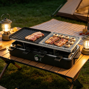 Grill électrique à <span class=keywords><strong>raclette</strong></span> pour 8 personnes, <span class=keywords><strong>appareil</strong></span> à faire fondre le <span class=keywords><strong>fromage</strong></span> avec plaque en pierre, 1400W, barbecue d'intérieur sans fumée, température réglable - Product Image 4