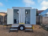 Remorque WC portable de luxe à 2 stations, grand conteneur, salle de bain mobile, durable et écologique pour événements extérieurs