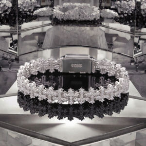 <b>Silver</b> Platinum Plated Moissanite <b>Charm</b> <b>Bracelet</b> Trendy Sparkling Jewelry for Women and Men - Product Image 3