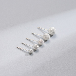 Pendientes <span class=keywords><strong>de</strong></span> Botón <span class=keywords><strong>de</strong></span> Plata <span class=keywords><strong>de</strong></span> Ley 925 con Bola <span class=keywords><strong>de</strong></span> Oro <span class=keywords><strong>de</strong></span> 18K <span class=keywords><strong>de</strong></span> 3/4/5/6 mm con Cuentas Esmeriladas para Mujer, Joyería Fina, Accesorios para Orejas - Product Image 4