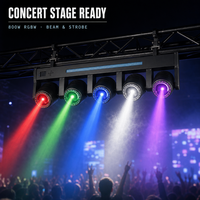 Barre de lumière LED mobile à 5 têtes 800W, double face, faisceau stroboscopique RGBW 4-en-1, DMX512 RDM CRI90 2700K-8500K pour scène, DJ, club