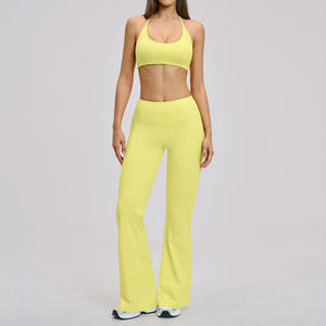 <span class=keywords><strong>Ropa</strong></span> Deportiva Personalizada con Logotipo, 6 Piezas, Nueva, Estilo Deportivo, <span class=keywords><strong>Ropa</strong></span> Deportiva para Gimnasio, Leggings Ajustados con Corte Acampanado, Bra, Pantalones Cortos para Mujer - Product Image 3