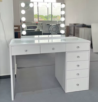 Table de maquillage moderne avec éclairage LED, personnalisable, avec plusieurs tiroirs, design personnalisé, vente en gros en usine