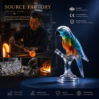 Figurine de perroquet en verre de cristal Liuli de Zibo, artisanale et soufflée à la main, statue de luxe pour la décoration intérieure, ornement de table, sculpture animale, cadeau