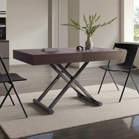 Panneau de table à manger et de table basse en noyer noir extensible simple et relevable moderne de luxe cadre en métal de style bois pour la maison