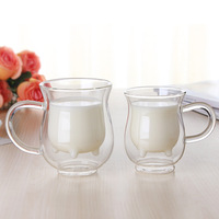 Mug à thé en verre borosilicate à double paroi de luxe fait à la main de 12 oz, ensemble thé et café de 12 oz avec infuseur à thé en acier inoxydable