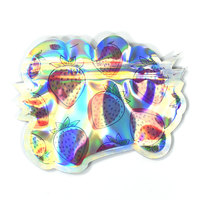 Emballage en plastique imprimé personnalisé 3.5g holographique unique forme spéciale anti-odeur sac pochette en mylar avec fermeture éclair et découpe