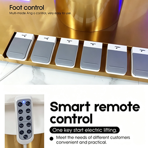 RONJIA Luxury Modern Gold <b>Salon</b> Furniture 4 Motor Electric Facial Beauty Massage Bed Cosmetic Table Chair Facial Spa Lash Bed - Product Image 4