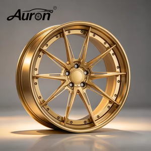 Rueda de Aleación de Aluminio Auron, Negro Brillante con Acabado Mecanizado, Diseño Multirradio de Dos Piezas, para Modificación y Mejora de Automóviles de Pasajeros - Product Image 4